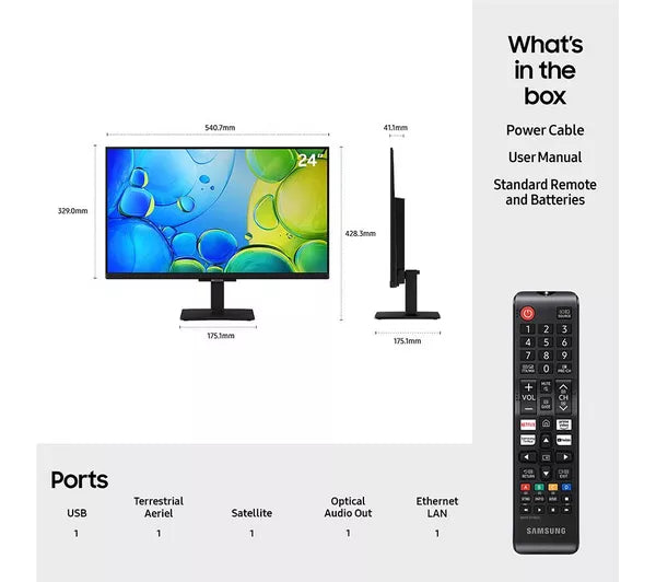 Samsung F6000 24" Full HD HDR Smart TV (2025) | UE24F6000FKXXU