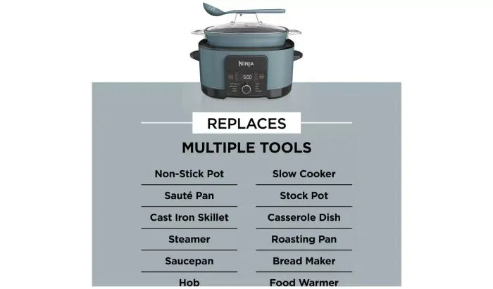 Ninja Foodi Possible Cooker 8-in-1 Slow Cooker Sea Salt Grey l MC1001UK