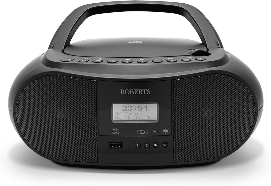 Roberts Zoombox 4 Portable Boombox With Bluetooth Black l ZOOMBOXFM4BK