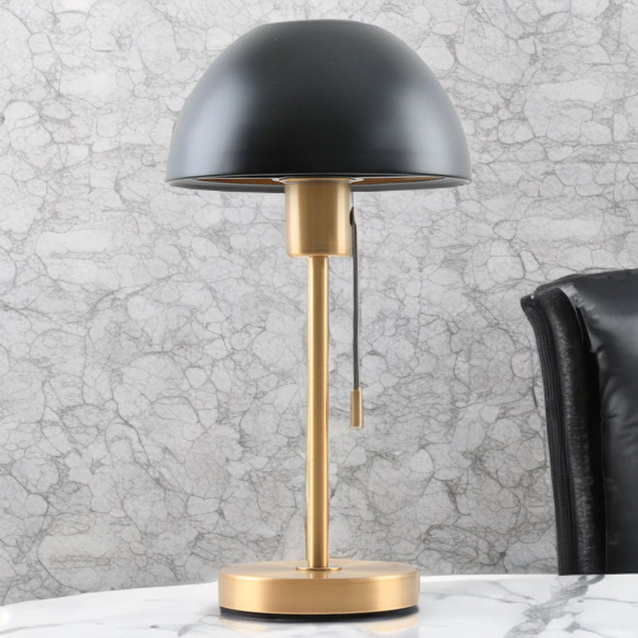 CORK BELLA SATIN BRASS Table Lamp C/W BLACK DOME SHADE-TLBELLA/BL