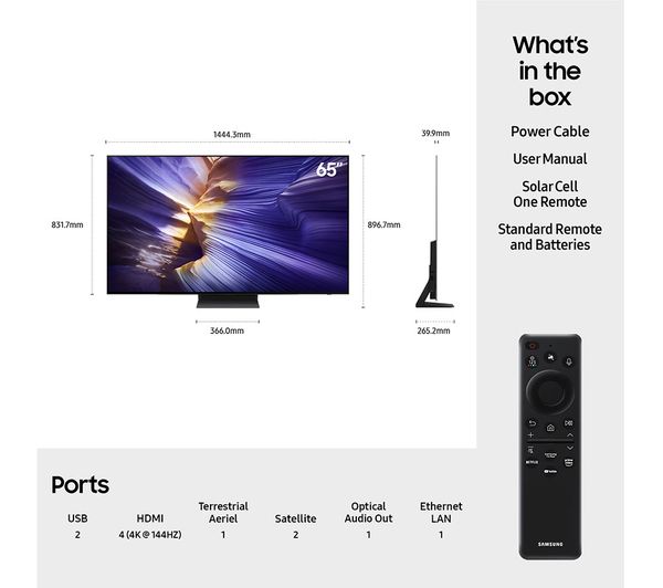 Samsung S90F 65" 4K OLED Smart TV (2025) | QE65S90FATXXU