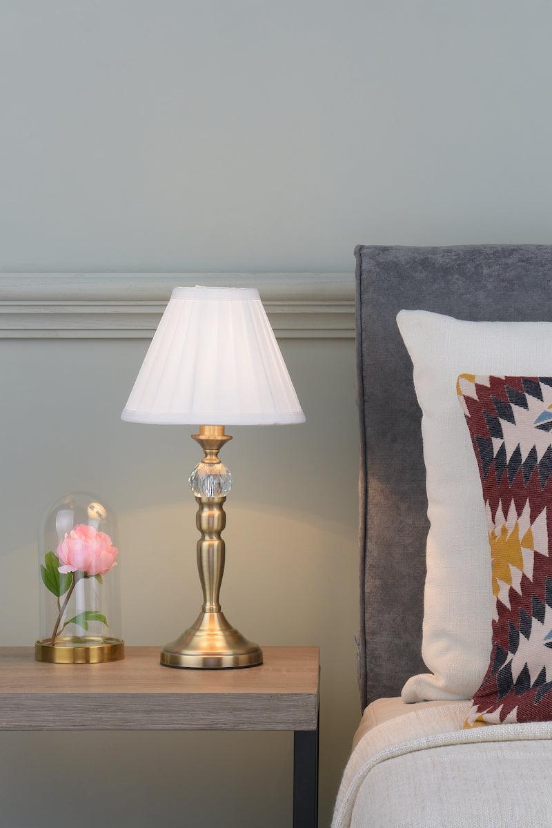 Beau Touch Table Lamp Antique Brass With Shade BEA4075 - Peter Murphy Lighting & Electrical Ltd