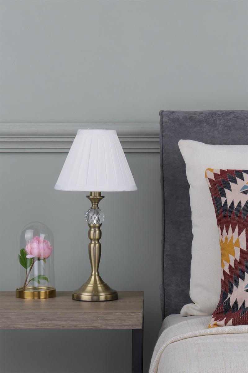 Beau Touch Table Lamp Antique Brass With Shade BEA4075 - Peter Murphy Lighting & Electrical Ltd