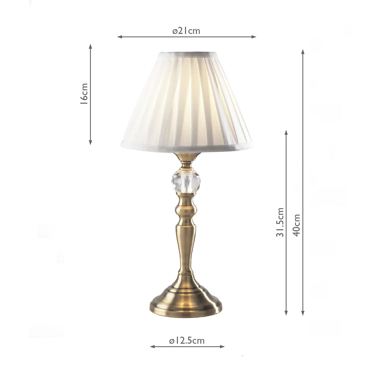 Beau Touch Table Lamp Antique Brass With Shade BEA4075 - Peter Murphy Lighting & Electrical Ltd