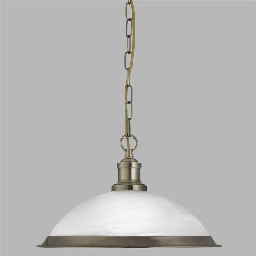 Bistro Antique Brass Pendant Light With Acid Glass Shade |1591AB