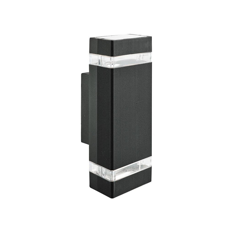 BLACK 2 LIGHT OUTDOOR WALL LIGHT WITH CLEAR DIFFUSER 1002-2BK-LED