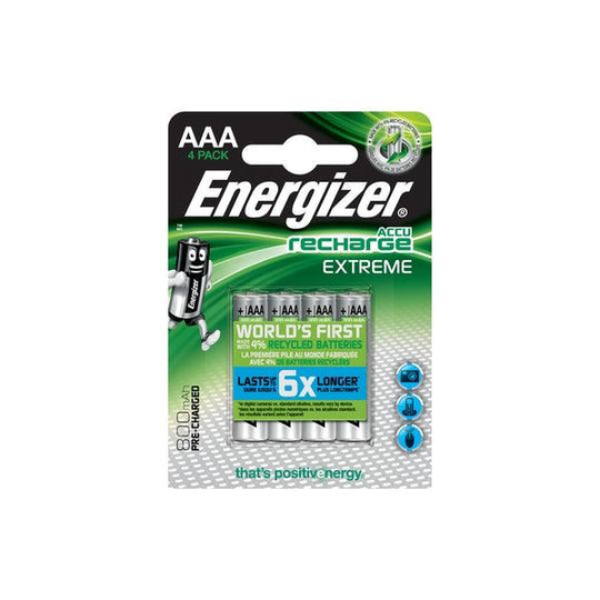 Energizer 4x AAA Rechargeable Extreme Ni-MH Batteries 800mAh