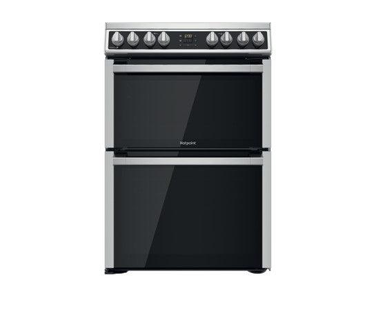 HOTPOINT, 60cm, Electric, Double Oven, Ceramic Cooker, Inox, HDM67V8D2CX/UK - Peter Murphy Lighting & Electrical Ltd