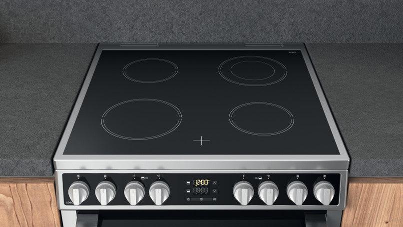 HOTPOINT, 60cm, Electric, Double Oven, Ceramic Cooker, Inox, HDM67V8D2CX/UK - Peter Murphy Lighting & Electrical Ltd