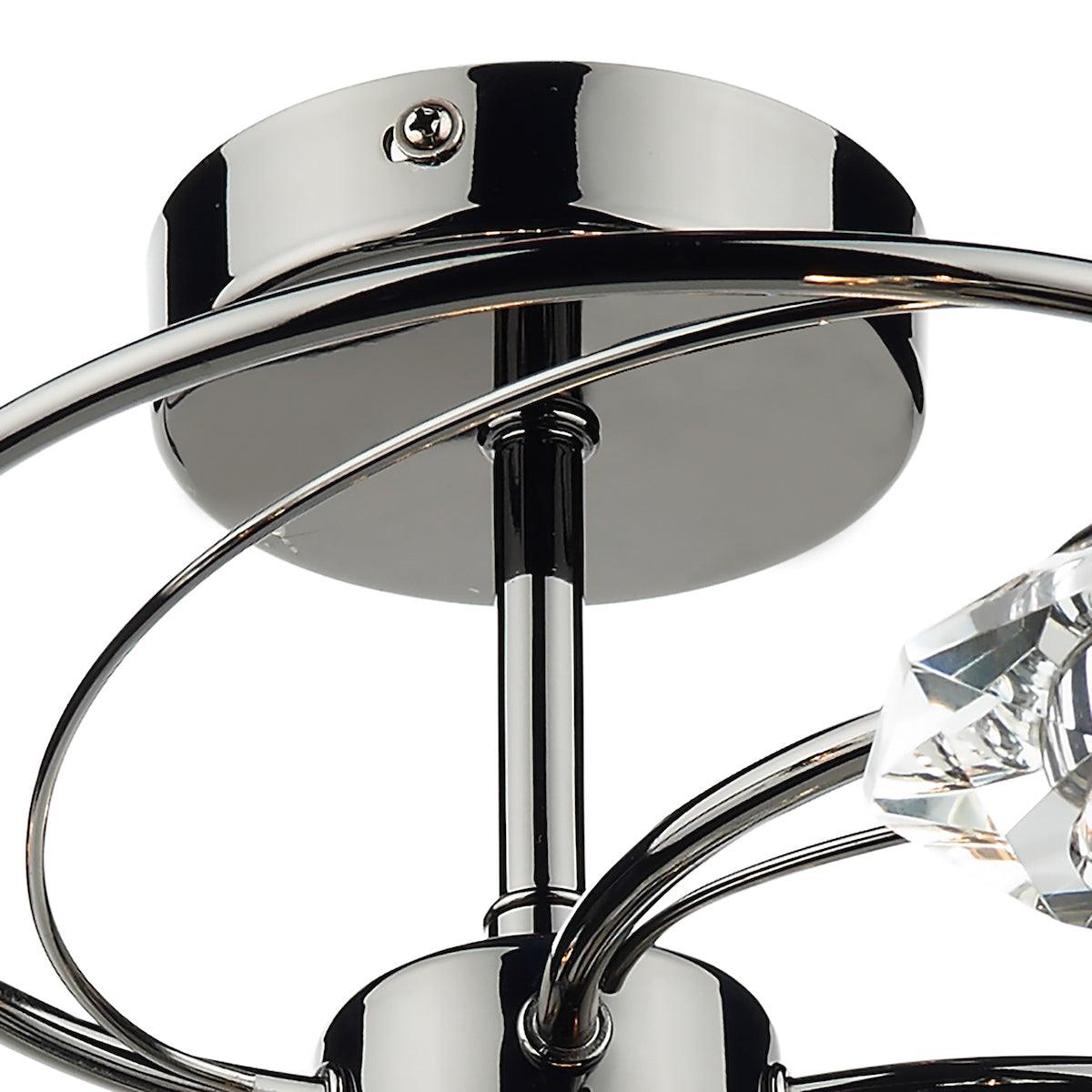 Luther 6 Light Semi Flush complete with Crystal Glass Black Chrome - Peter Murphy Lighting & Electrical Ltd