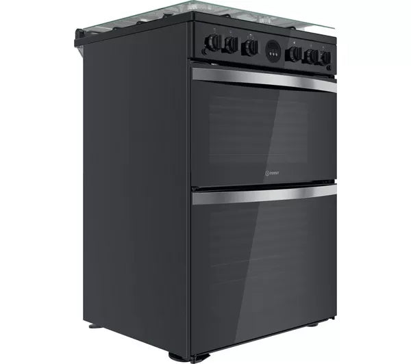 Indesit 60cm Gas Double Cooker Black | ID67G0MCBUK