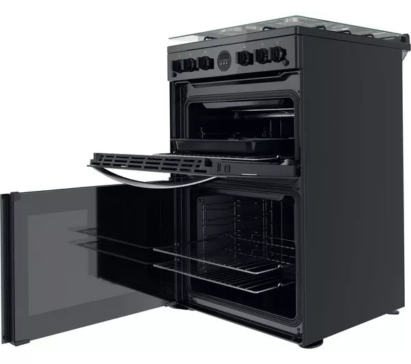 Indesit 60cm Gas Double Cooker Black | ID67G0MCBUK