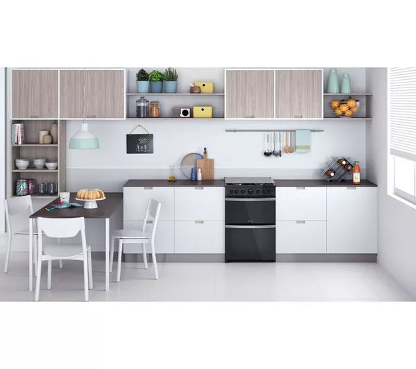 Indesit 60cm Gas Double Cooker Black | ID67G0MCBUK