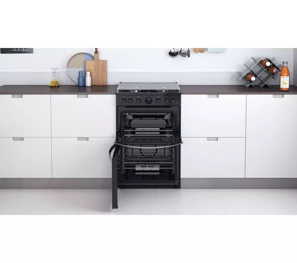 Indesit 60cm Gas Double Cooker Black | ID67G0MCBUK