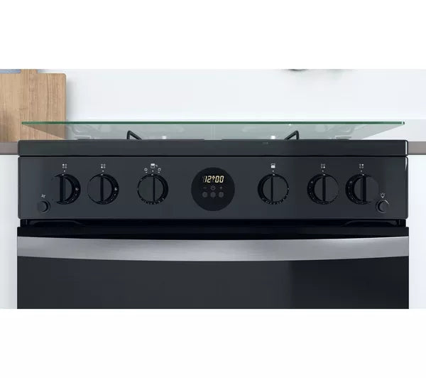 Indesit 60cm Gas Double Cooker Black | ID67G0MCBUK