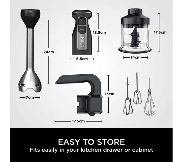 Ninja Foodi 3-in-1 Hand Blender, Mixer & Chopper | CI100UK