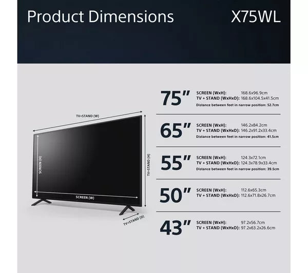 Sony X75WL Bravia 43" 4K Ultra HD HDR Smart TV | KD43X75WLPU
