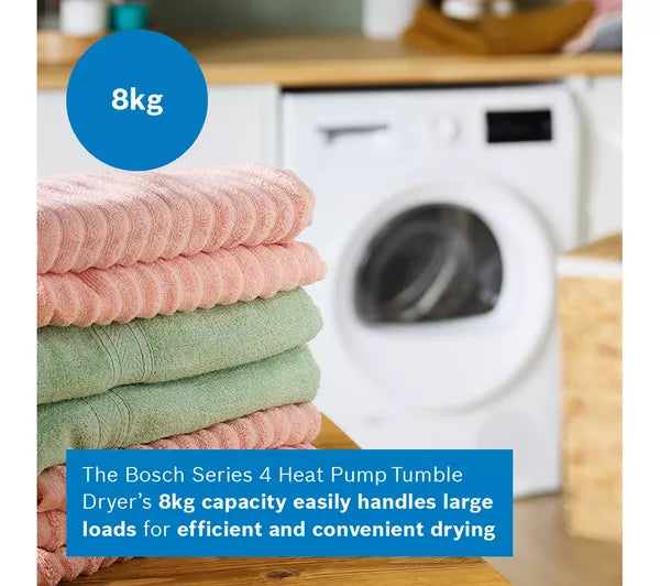 Bosch Series 4 8 kg Heat Pump Tumble Dryer White | WTH85225GB