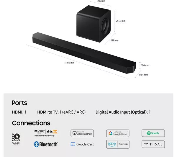 Samsung 5.1.2 Wireless Sound Bar with Dolby Atmos & DTS Virtual:X | HW-Q800F/XU
