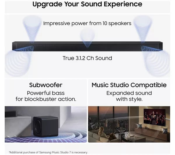 Samsung 3.1.2 Wireless Sound Bar with Dolby Atmos | HW-Q600H/XU