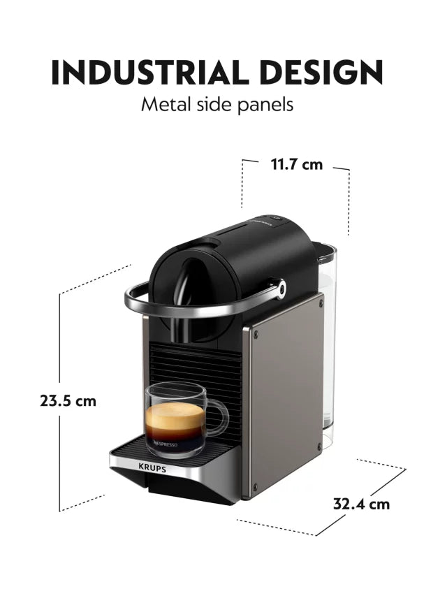 Nespresso Krups Pixie Coffee Machine Titanium | XN306T40
