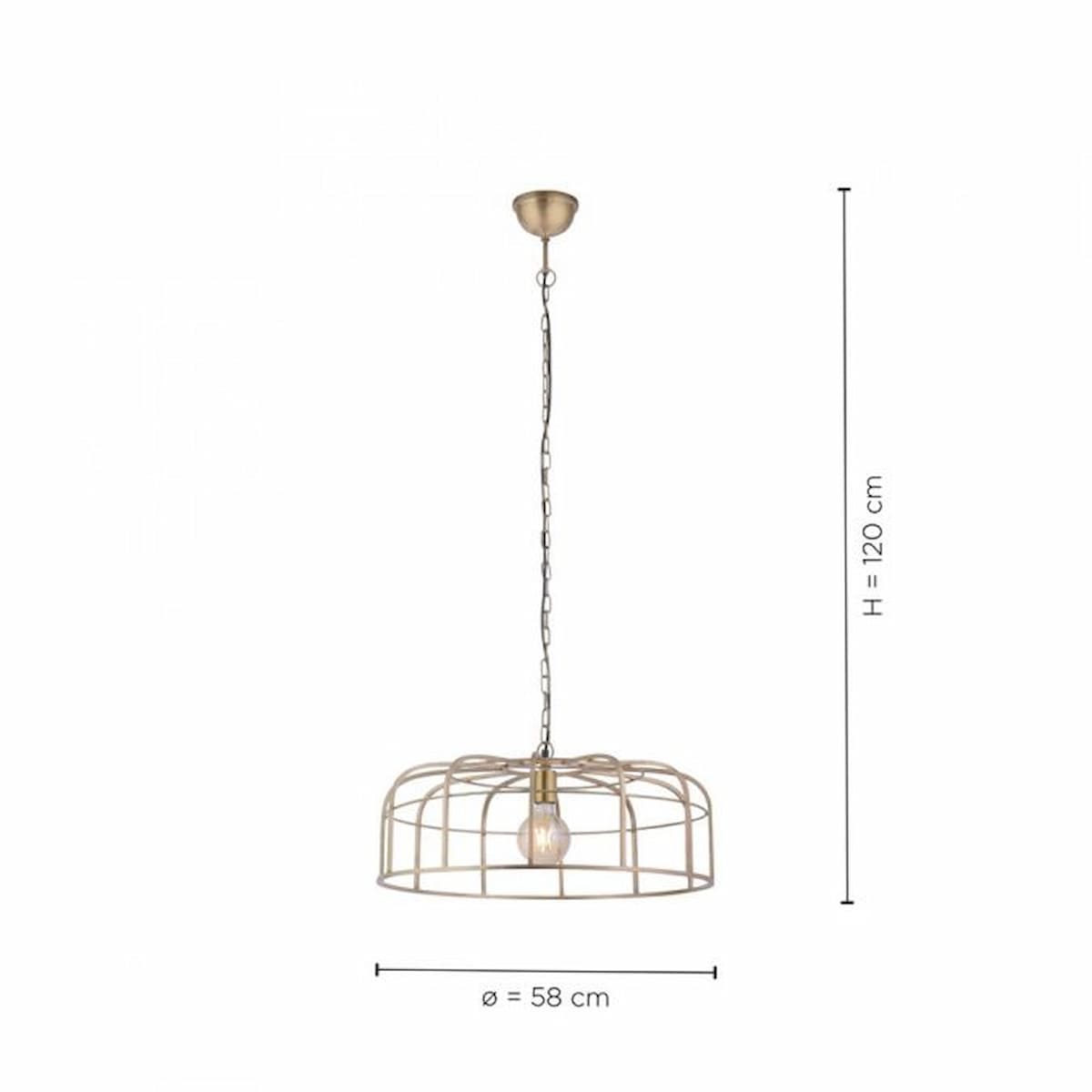 Pendant lamp, matt brass, E27 socket, chic retro look - 11493-60