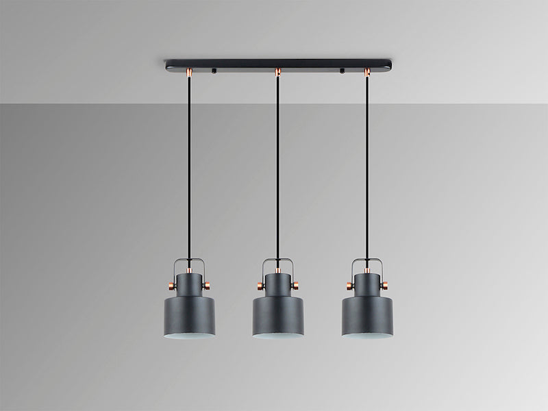Erika Schuller 3 Light Black and Copper Pendant | 12494