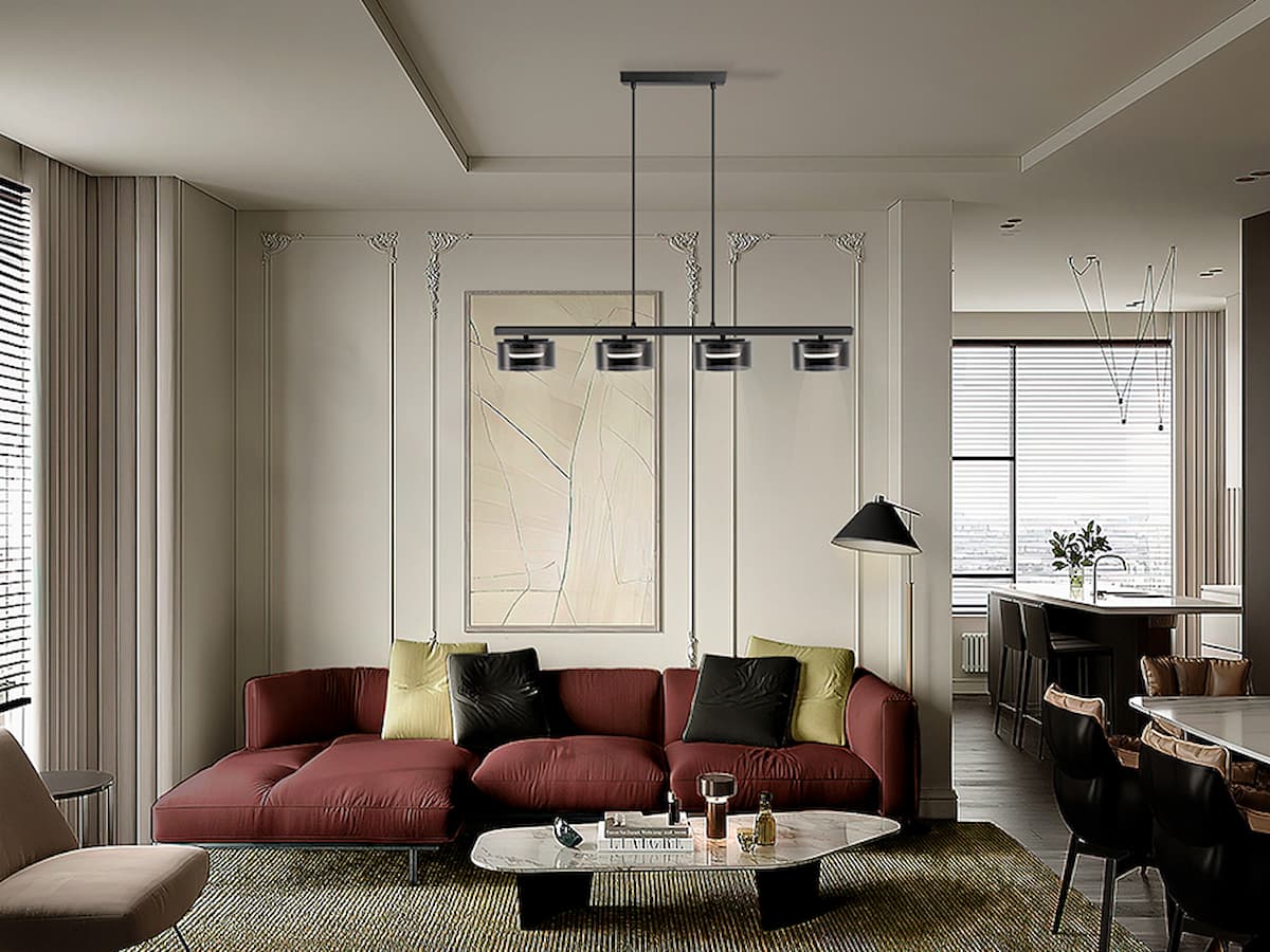 SCHULLER I3 - OLAIA - ISLAND PENDANT 4 LIGHT BLACK-SMOKY- 12695