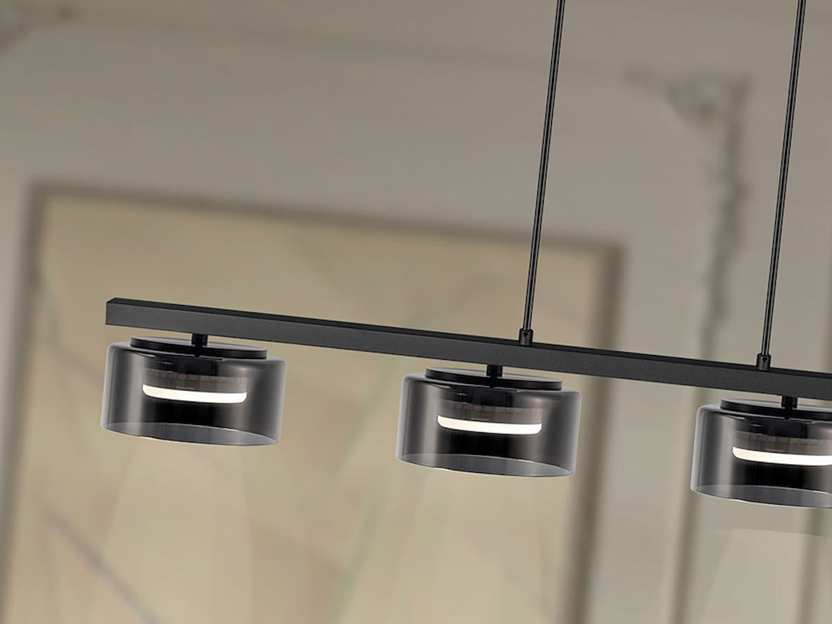 SCHULLER I3 - OLAIA - ISLAND PENDANT 4 LIGHT BLACK-SMOKY- 12695