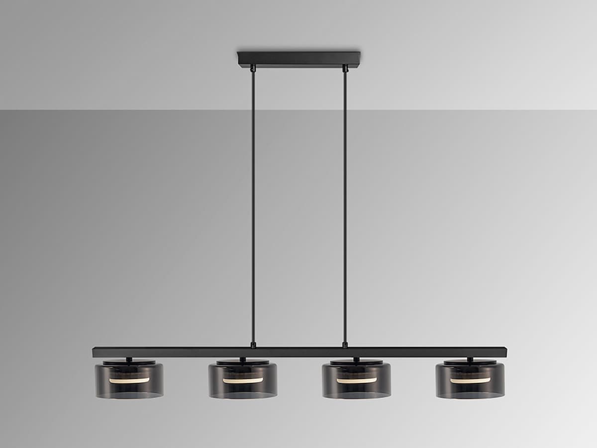 SCHULLER I3 - OLAIA - ISLAND PENDANT 4 LIGHT BLACK-SMOKY- 12695