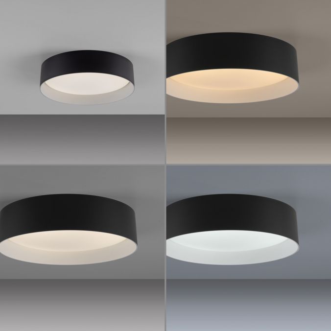 Schöner Wohnen Collection LED ceiling light TAVOLI BLACK, round D=28.5cm, dimmable, remote control-14593-18