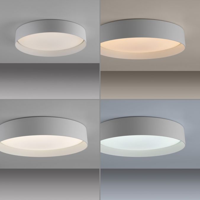 Schöner Wohnen Collection LED ceiling light TAVOLI, white, round D=39cm, dimmable, remote control-14594-16