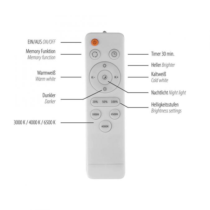 Schöner Wohnen Collection LED ceiling light TAVOLI, white, round D=39cm, dimmable, remote control-14594-16