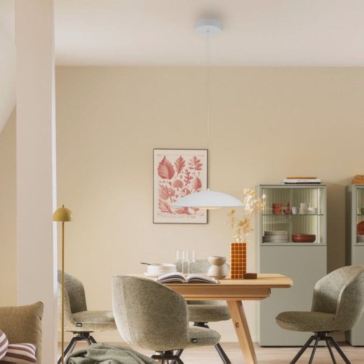 Schöner Wohnen Collection LED pendant light LENTE, white, single-bulb, dimmable, memory function-14606-16