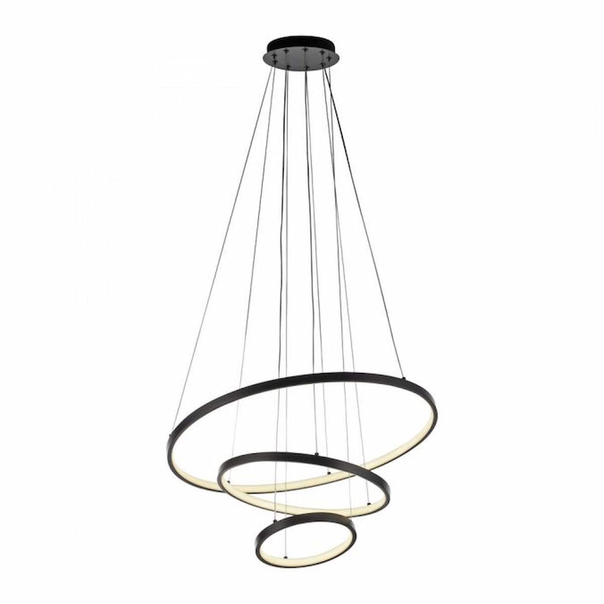 CERCHI LED pendant light, black, ring shape, height-adjustable-15070-18
