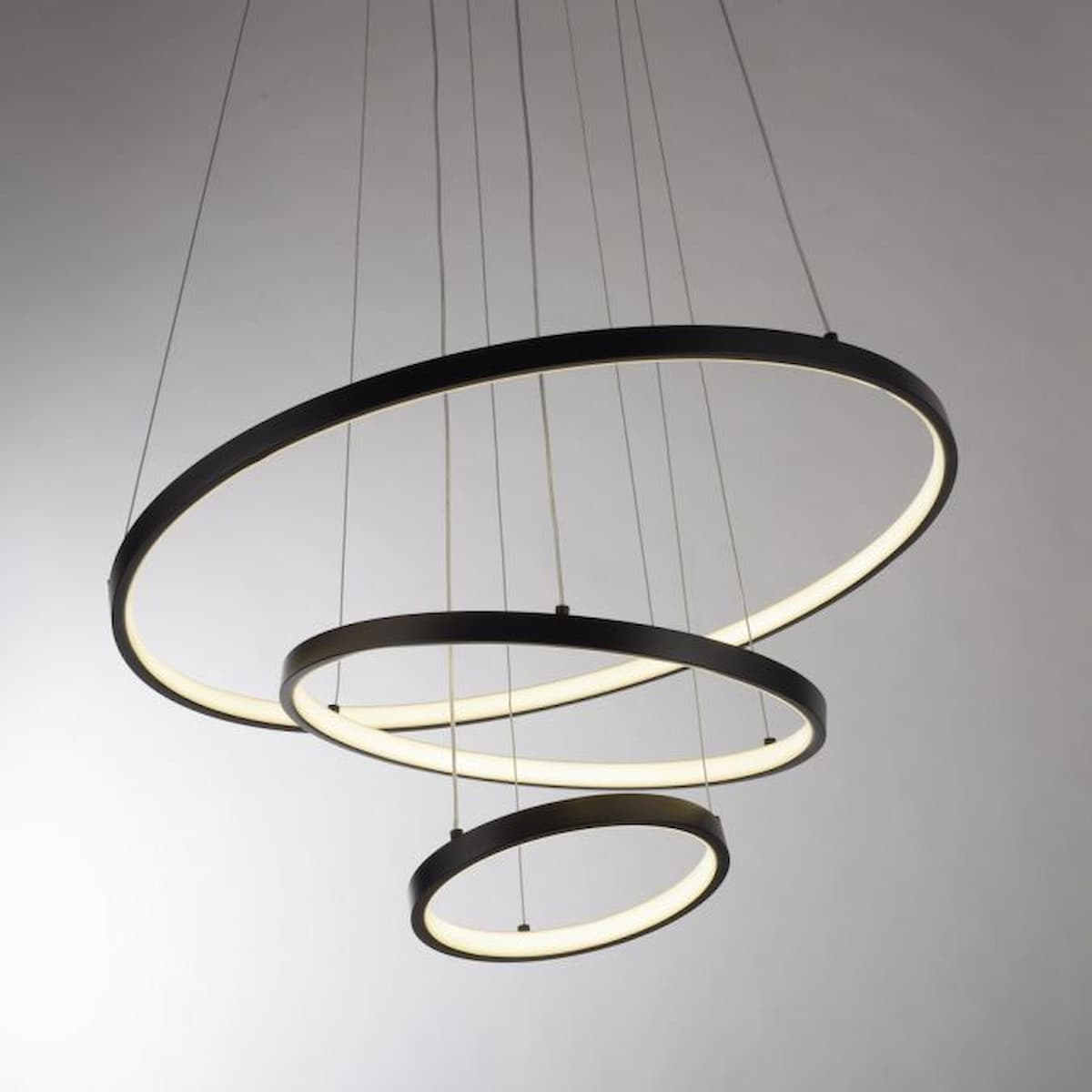 CERCHI LED pendant light, black, ring shape, height-adjustable-15070-18