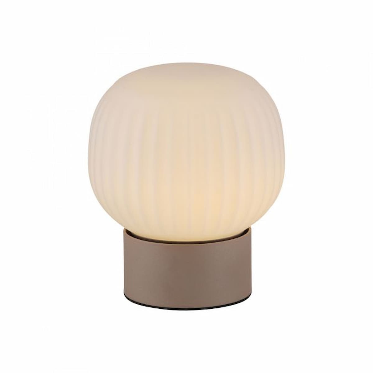 LED table lamp NAMI, sand-coloured, touch dimmer, memory function, fluted opal glass-15175-39