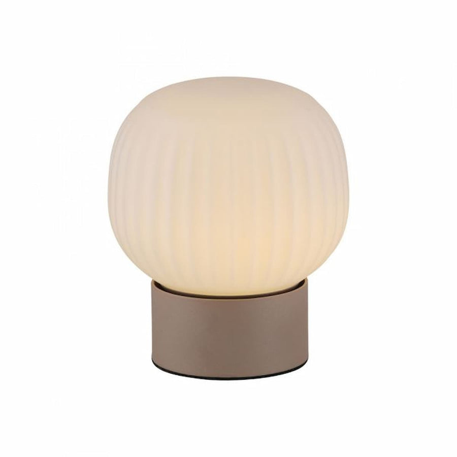 LED table lamp NAMI, sand-coloured, touch dimmer, memory function, fluted opal glass-15175-39