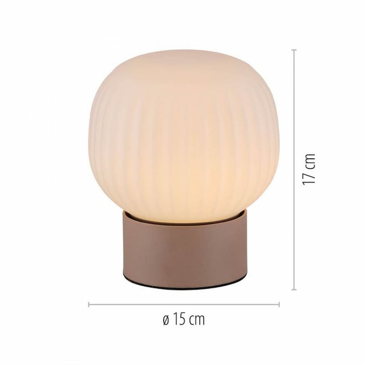 LED table lamp NAMI, sand-coloured, touch dimmer, memory function, fluted opal glass-15175-39