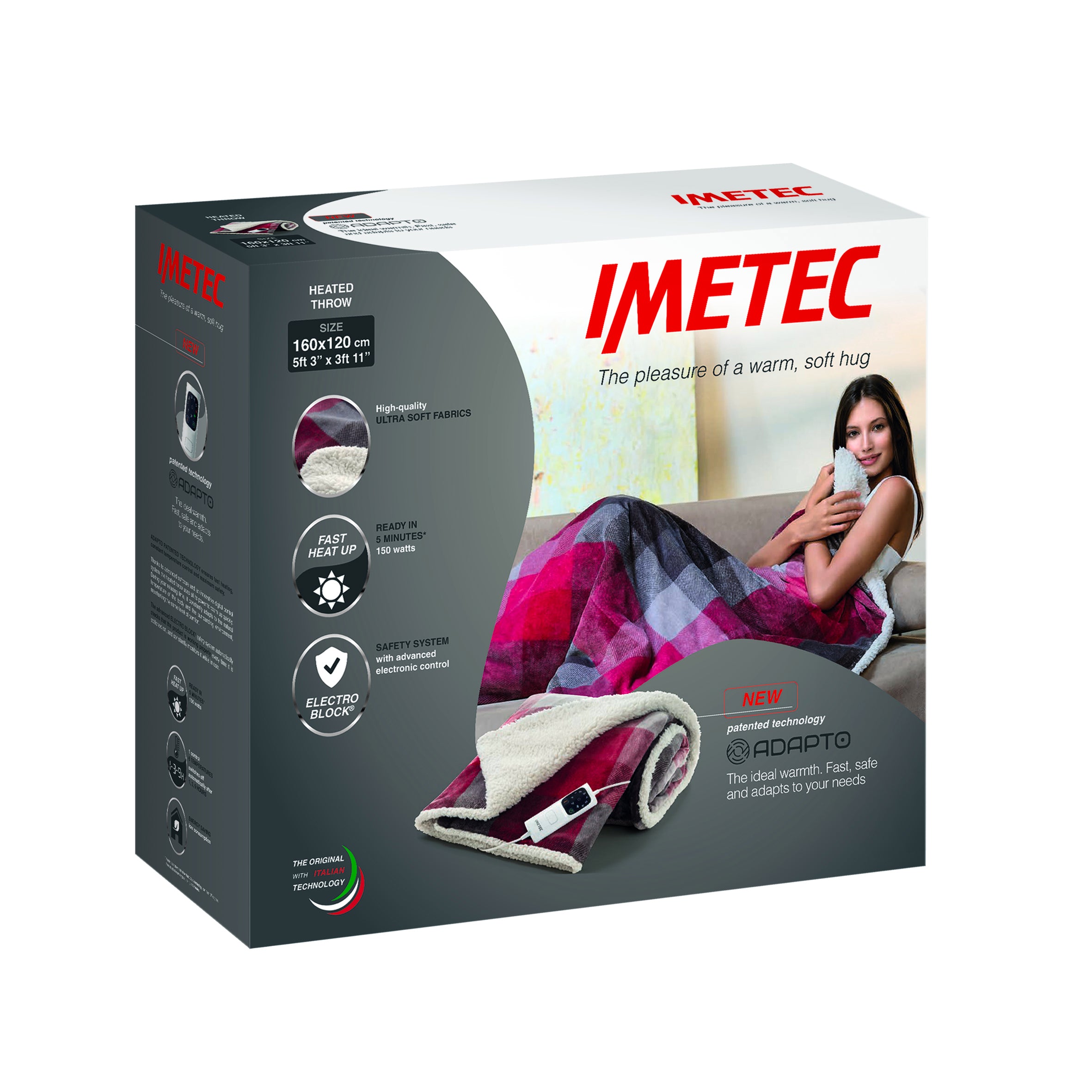 Imetec Deluxe Throw Tartan/White Sherpa l 16739