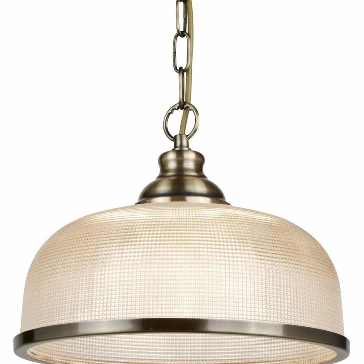SEARCHLIGHT BISTRO II PENDANT - ANTIQUE BRASS & HOLOPHANE STYLE GLASS- 1682AB