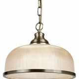 SEARCHLIGHT BISTRO II PENDANT - ANTIQUE BRASS & HOLOPHANE STYLE GLASS- 1682AB thumbnail 2