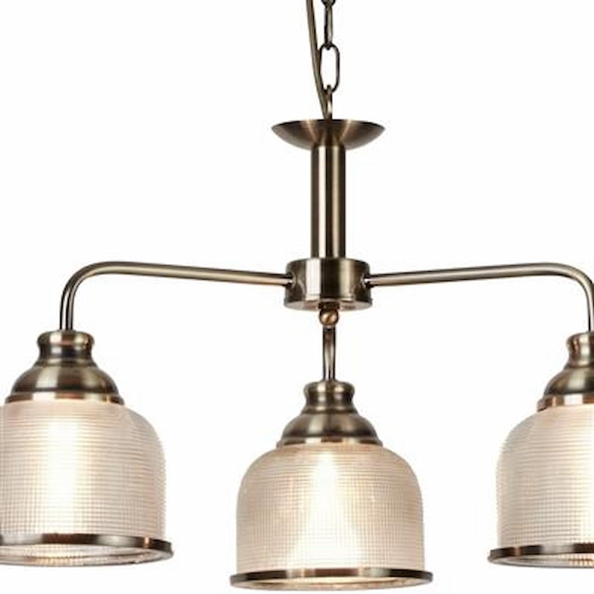 BISTRO II 3LT PENDANT-ANTIQUE BRASS & HOLOPHANE STYLE GLASS-1683-3AB