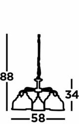 BISTRO II 5LT PENDANT -ANTIQUE BRASS & HOLOPHANE STYLE GLASS-1685-5AB thumbnail 5