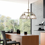 BISTRO II 5LT PENDANT -ANTIQUE BRASS & HOLOPHANE STYLE GLASS-1685-5AB thumbnail 4