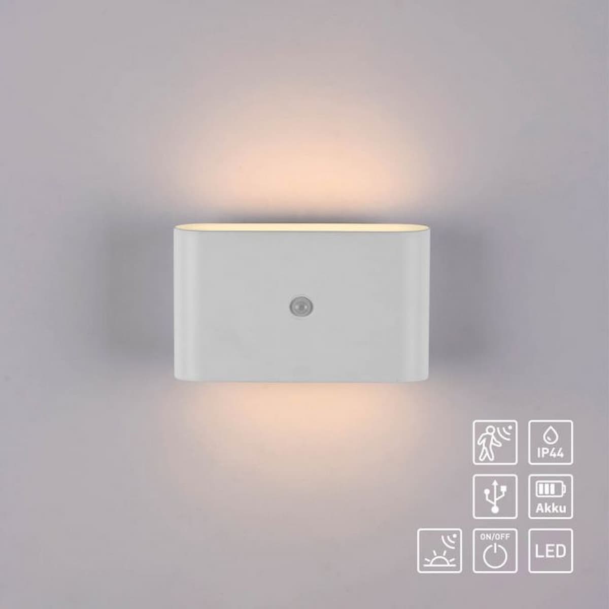 LED rechargeable wall light AKKU-ZIDDY, white, IP44, rechargeable, motion detector-19475-16