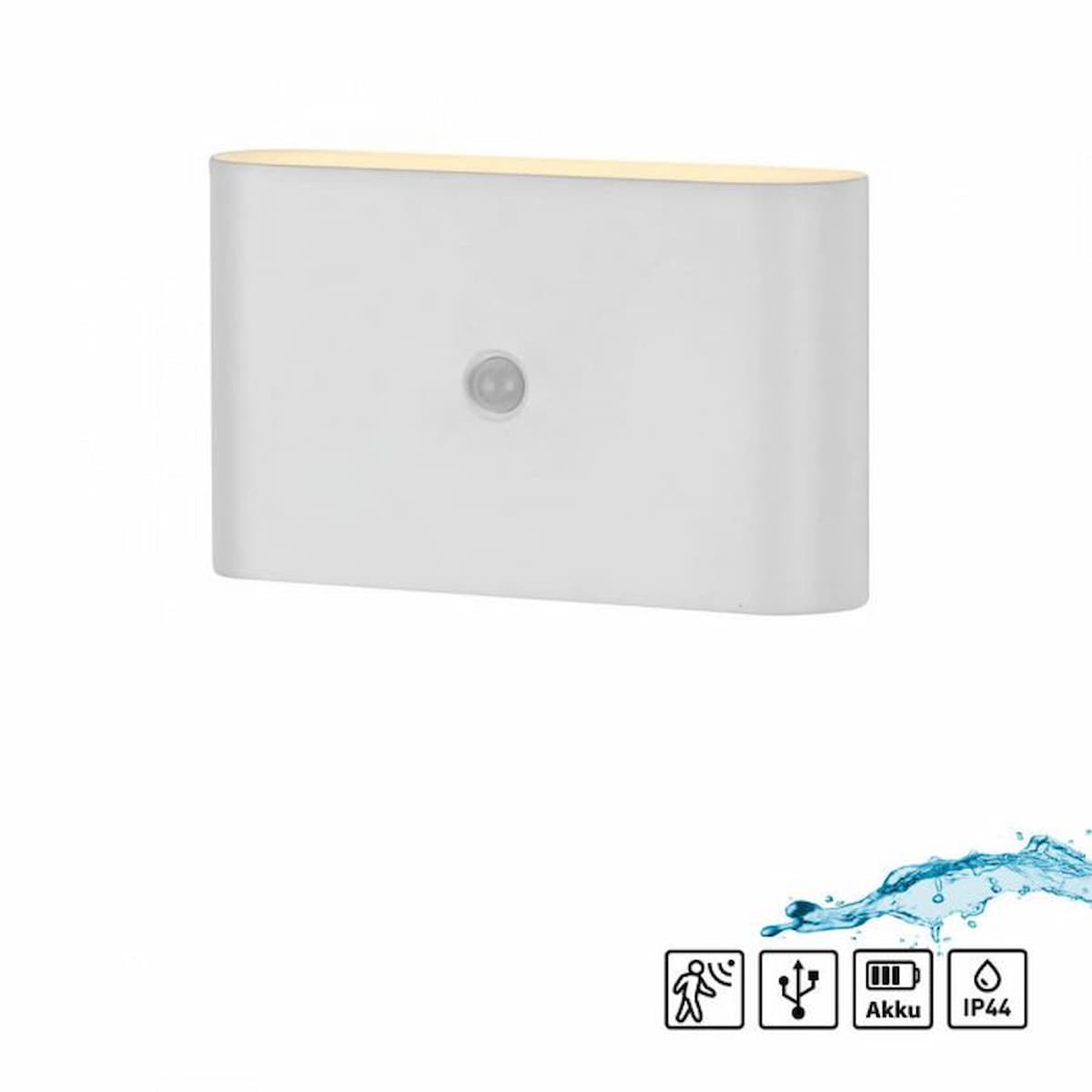 LED rechargeable wall light AKKU-ZIDDY, white, IP44, rechargeable, motion detector-19475-16