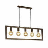 Searchlight Oblong 5Lt Pendant - Rustic Brown Metal-24102-5RU thumbnail 4