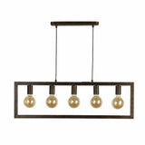 Searchlight Oblong 5Lt Pendant - Rustic Brown Metal-24102-5RU thumbnail 1