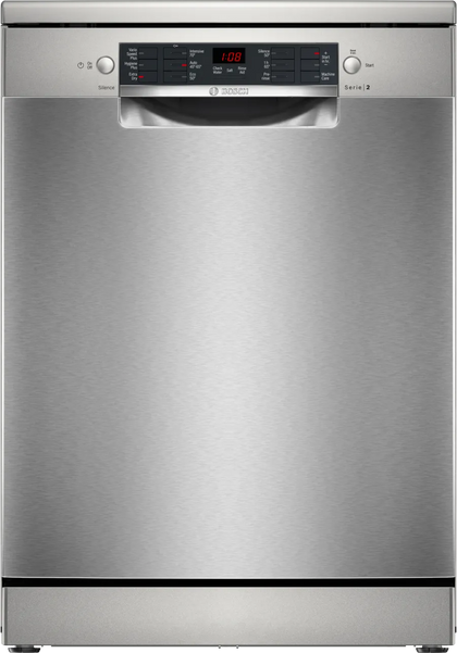 Bosch Series 2 Freestanding 60cm Dishwasher Anti Fingerprint Brushed Steel | SMS26AI08G